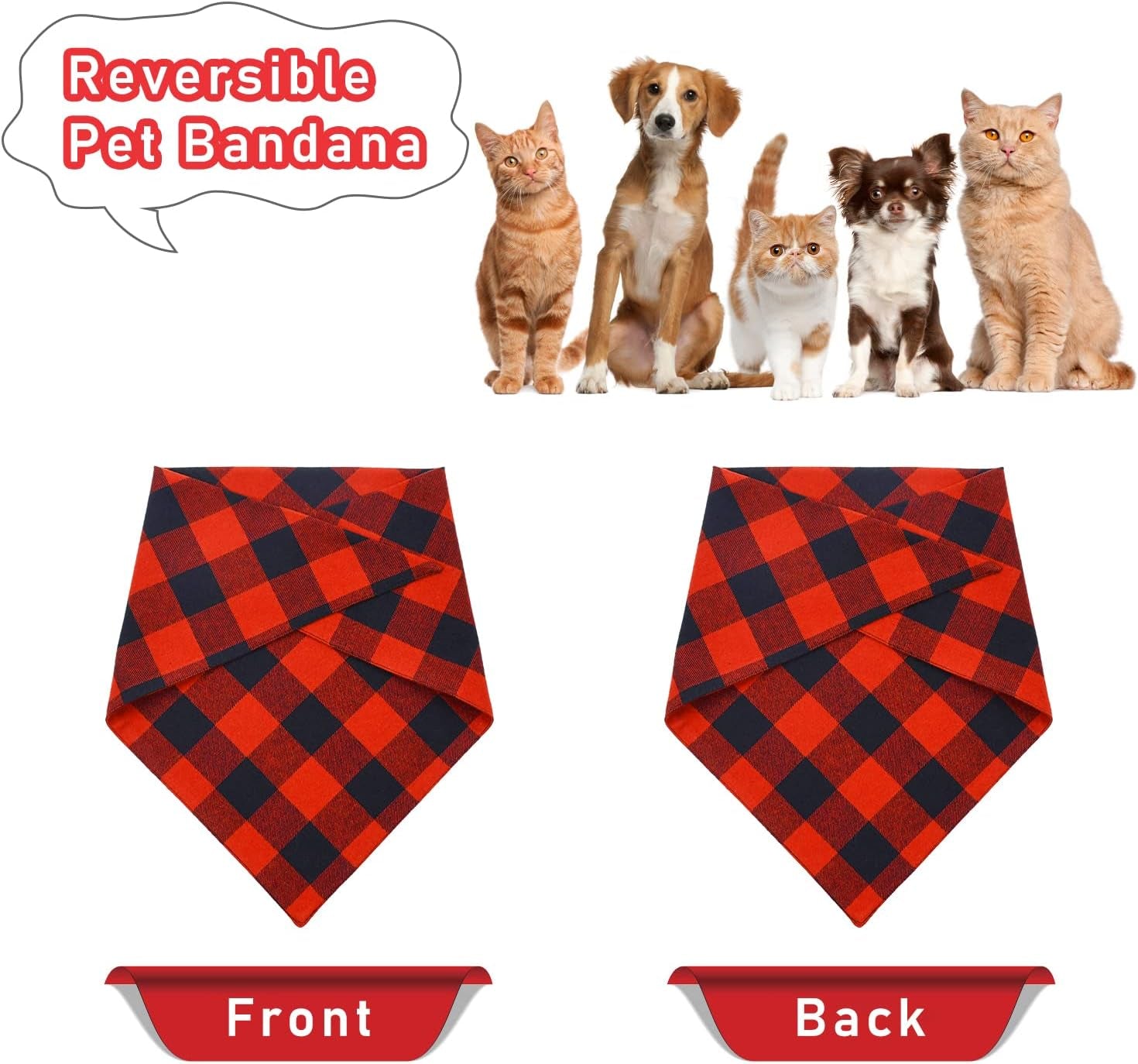 Festive 2 Pack Dog Bandanas - Classic Buffalo Red Plaid for Christmas Celebrations - Stylish Triangle Bibs for Small to Large Dogs