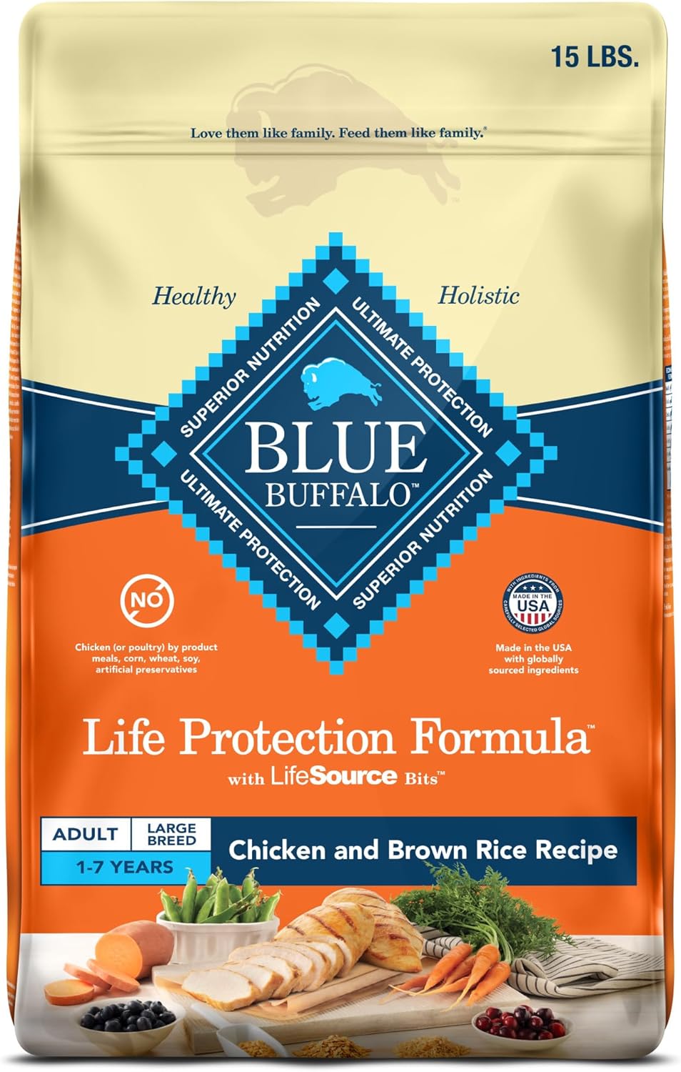 Nourish Your Giant or Large Breed Dog with BLUE Life Protection Formula - Premium Chicken & Brown Rice Dry Food, 30-Lb Bag for Optimal Health and Vitality