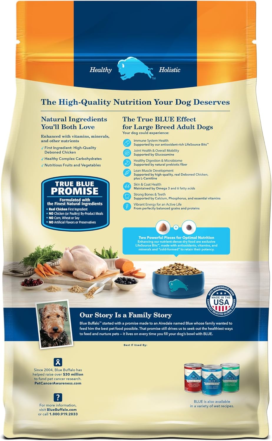 Nourish Your Giant or Large Breed Dog with BLUE Life Protection Formula - Premium Chicken & Brown Rice Dry Food, 30-Lb Bag for Optimal Health and Vitality