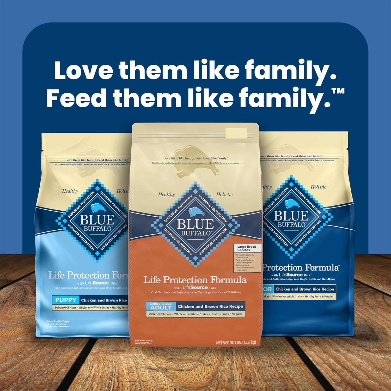 Nourish Your Giant or Large Breed Dog with BLUE Life Protection Formula - Premium Chicken & Brown Rice Dry Food, 30-Lb Bag for Optimal Health and Vitality