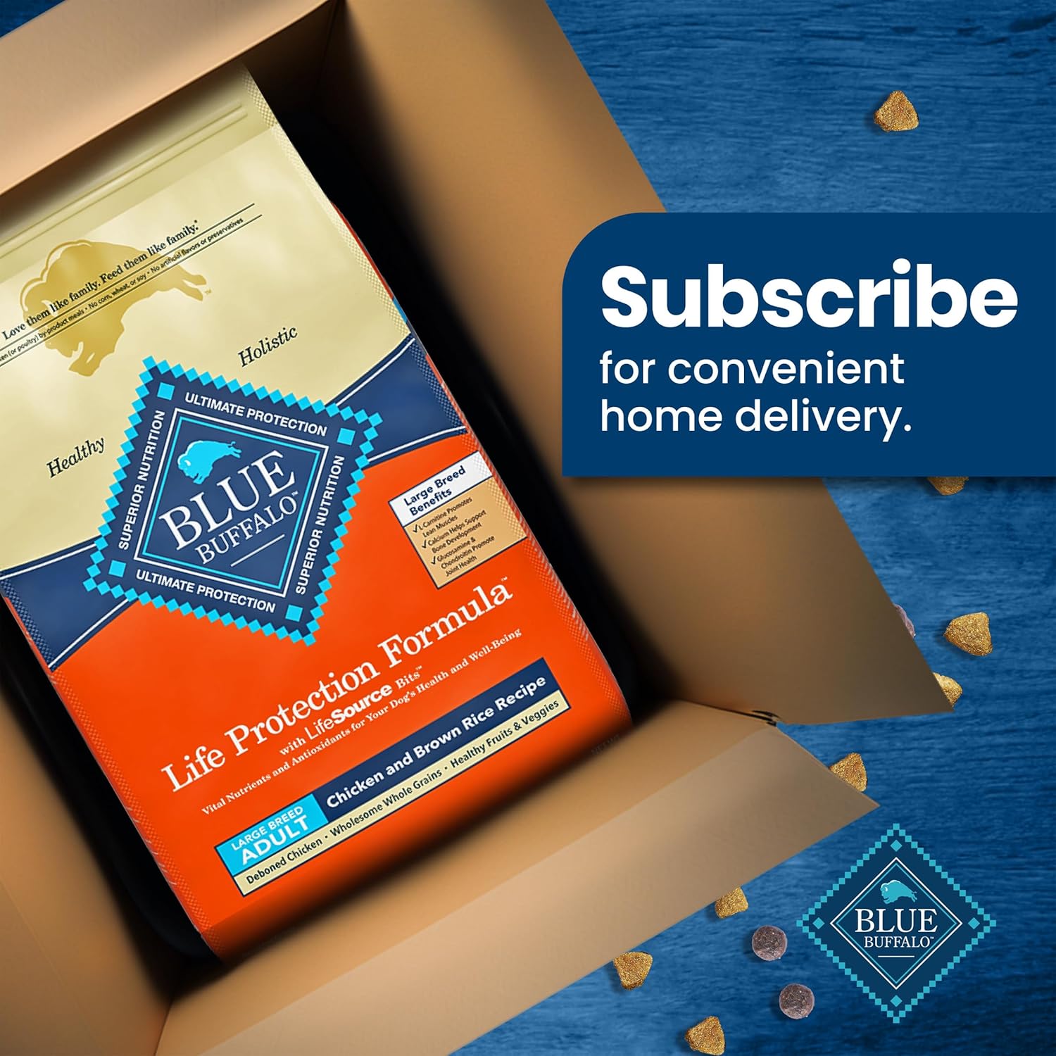 Nourish Your Giant or Large Breed Dog with BLUE Life Protection Formula - Premium Chicken & Brown Rice Dry Food, 30-Lb Bag for Optimal Health and Vitality