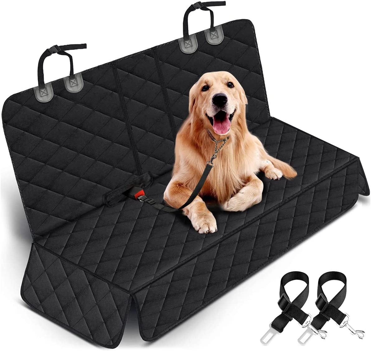 Ultimate Waterproof Dog Car Seat Cover - Non-Slip Bench Protector for Back Seat, Perfect for Pets and Kids in Most Cars, Trucks, and SUVs - Black