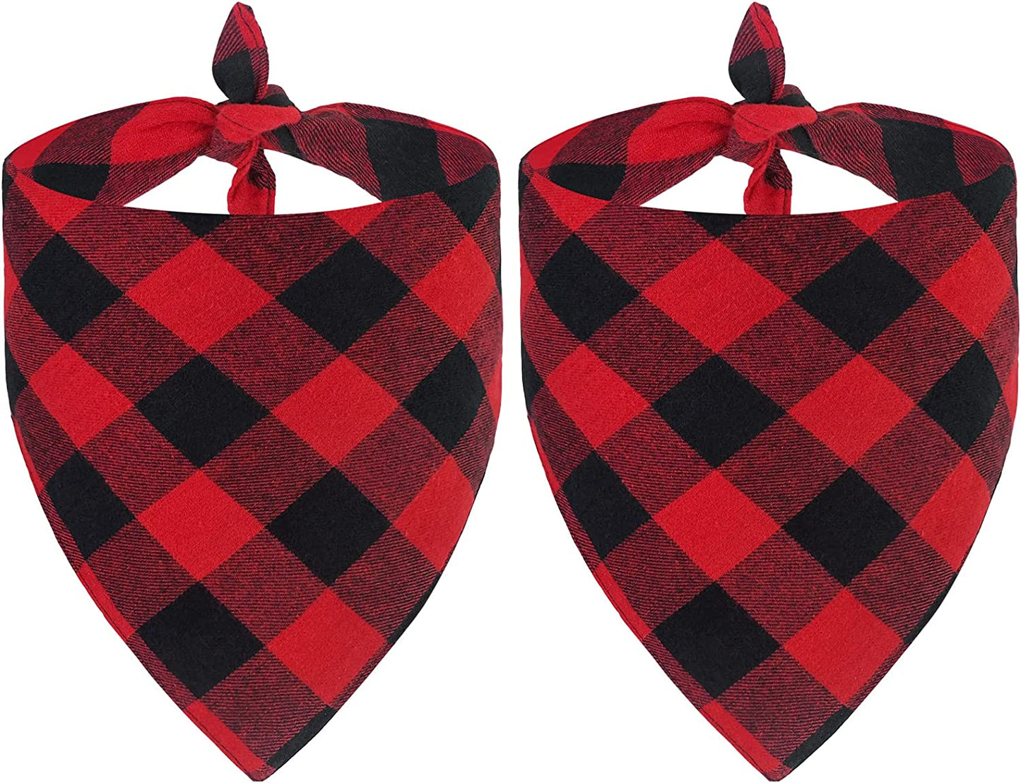 Festive 2 Pack Dog Bandanas - Classic Buffalo Red Plaid for Christmas Celebrations - Stylish Triangle Bibs for Small to Large Dogs
