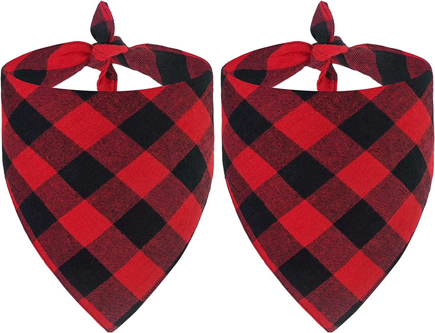 Festive 2 Pack Dog Bandanas - Classic Buffalo Red Plaid for Christmas Celebrations - Stylish Triangle Bibs for Small to Large Dogs