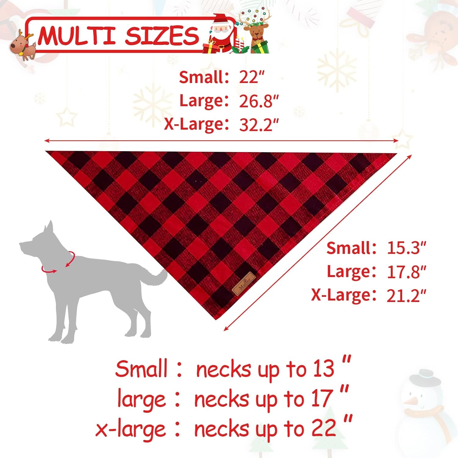 Festive 2 Pack Dog Bandanas - Classic Buffalo Red Plaid for Christmas Celebrations - Stylish Triangle Bibs for Small to Large Dogs