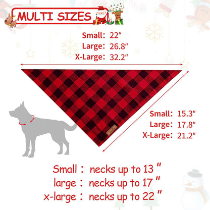 Festive 2 Pack Dog Bandanas - Classic Buffalo Red Plaid for Christmas Celebrations - Stylish Triangle Bibs for Small to Large Dogs